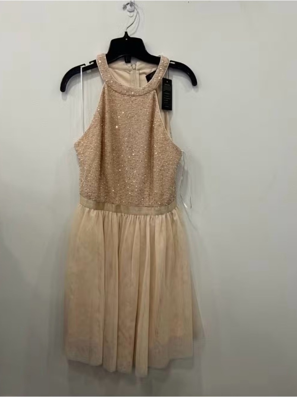 Large Sequin Sparkle Gold/Beige Dress